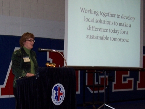 Loyalist College President Maureen Piercy welcomes participants to the Sustainable Living Symposium held on campus on March 20, 2010.