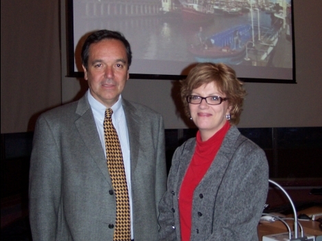 Gil Penalosa, Executive Director of 8 - 80 Cities.  8 - 80 Cities and Loyalist College President, Maureen Piercy 