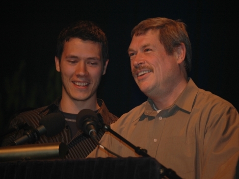(left) Victor Cooper (FISH) and Brian Hardy (Visionaries) accepted the Best TV Elements Production Award, which was presented to both as a tie.  