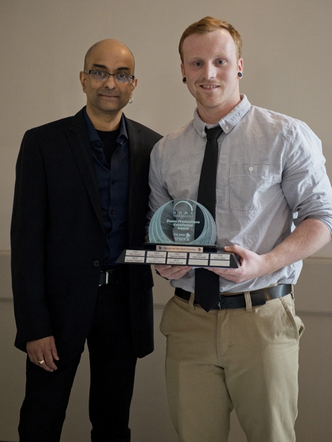 Rob Howsam (right) was presented the Dome Productions Excellence Award by Dome Production's Reza Saiphoo.